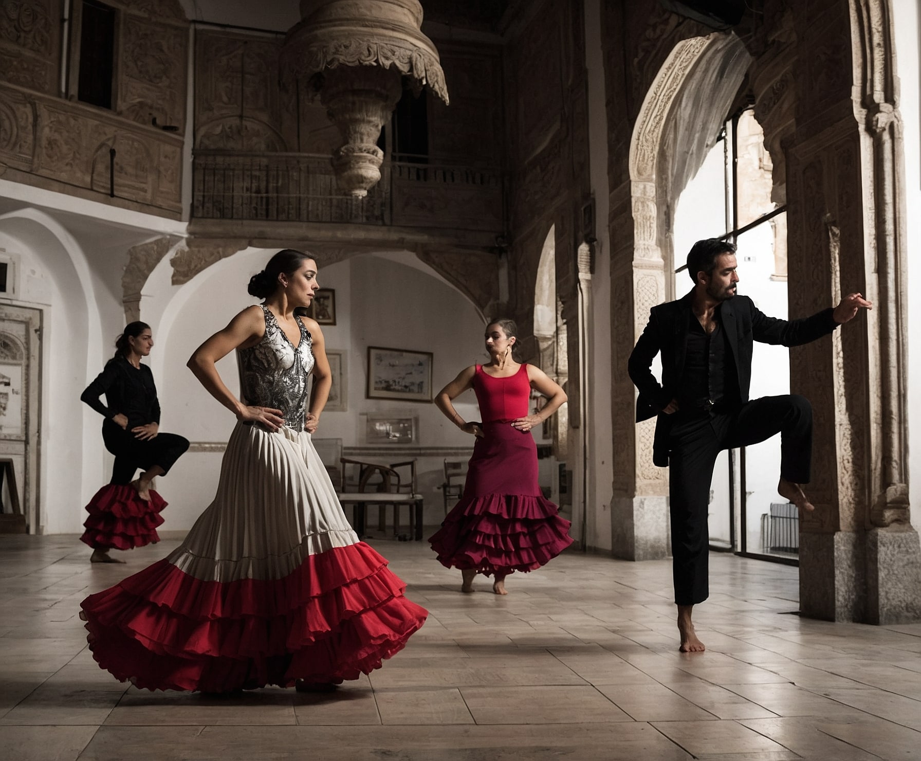 Arte flamenco en movimiento vibrante.
